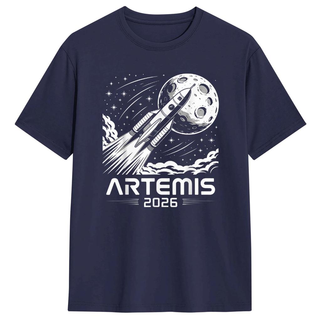 Harajuku T Shirt Beach Artemis Launch To The Moon Hipster T Shirts Cotton Tshirt for Unisex Y2K Fun Short Sleeve Tees