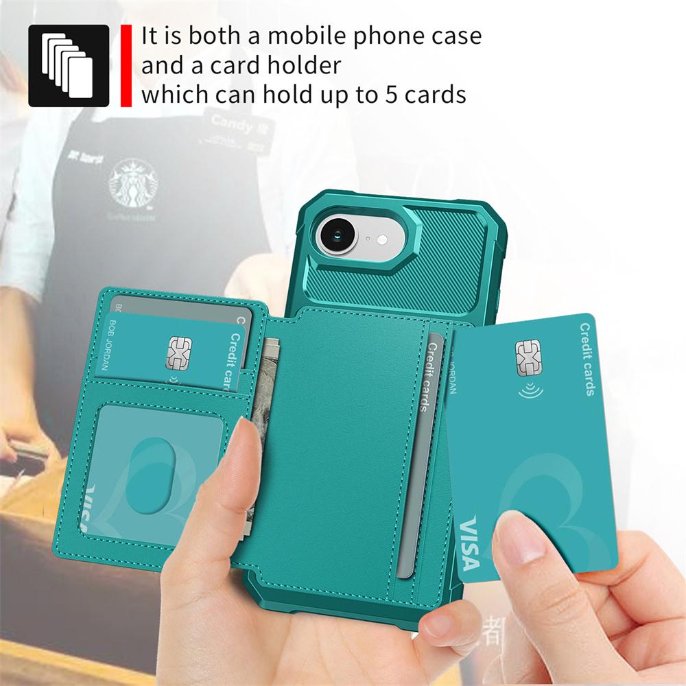 Custodia Portafoglio con Slot Porta Carte e Supporto Magnetico per Auto per IPhone 16E 16 15 Plus 14 13 12 Pro Max XS XR Cover in Pelle