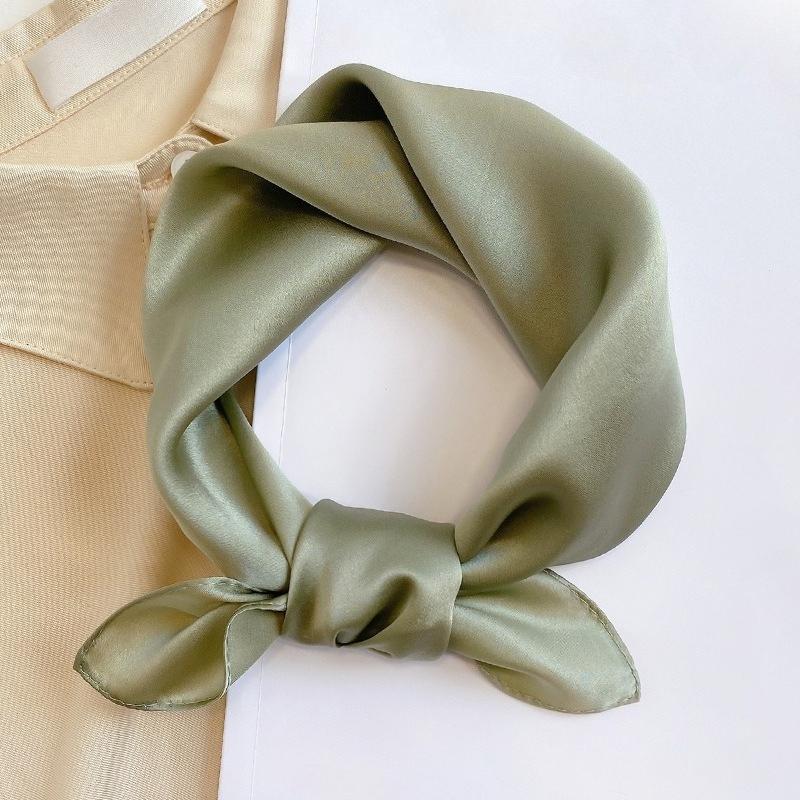 Solid Nature Silk Square Scarfs for Women Neck Ties Foulard Neckerchief Hairband Hands Bag Ribbons Headband Gift