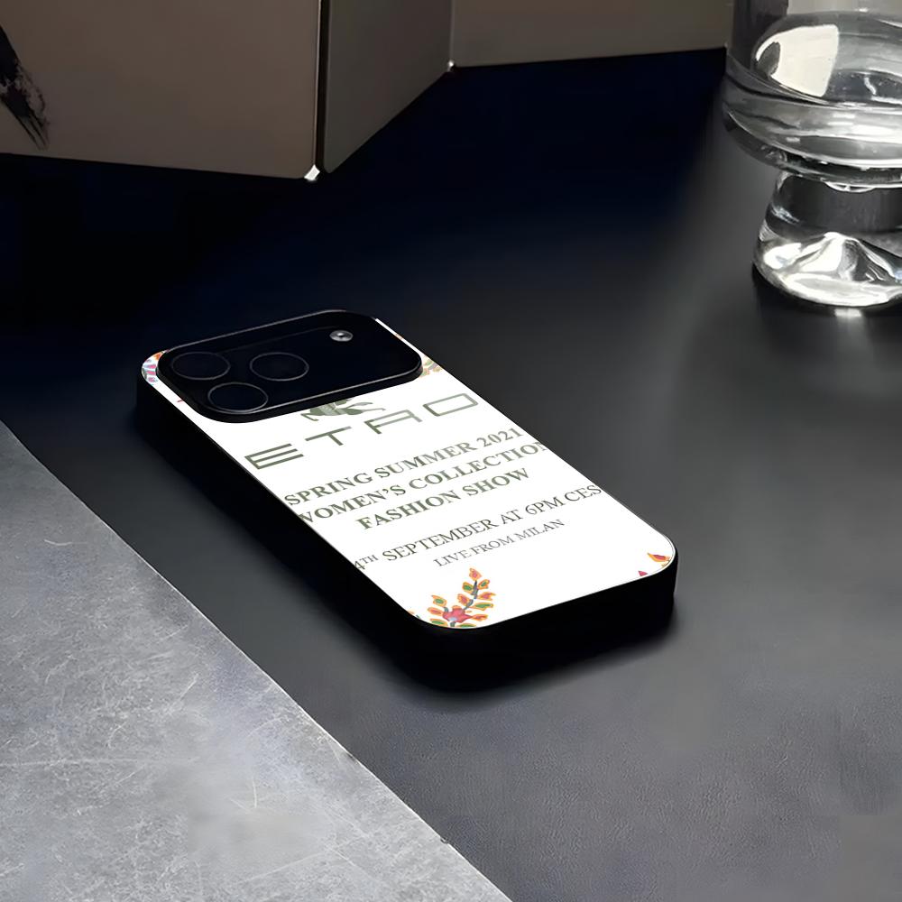Women Etros Phone Case Glass For IPhone17 Air 16 15 17 14 Pro Max 13 Durable 12 11 X XS XR Plus For Samsung S 25 24 23 22