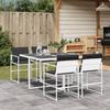 VidaXL Garden Dining Set with Cushions 5 Pcs White Textilene, Outdoor Dining Set, Dining Furniture of 3295103