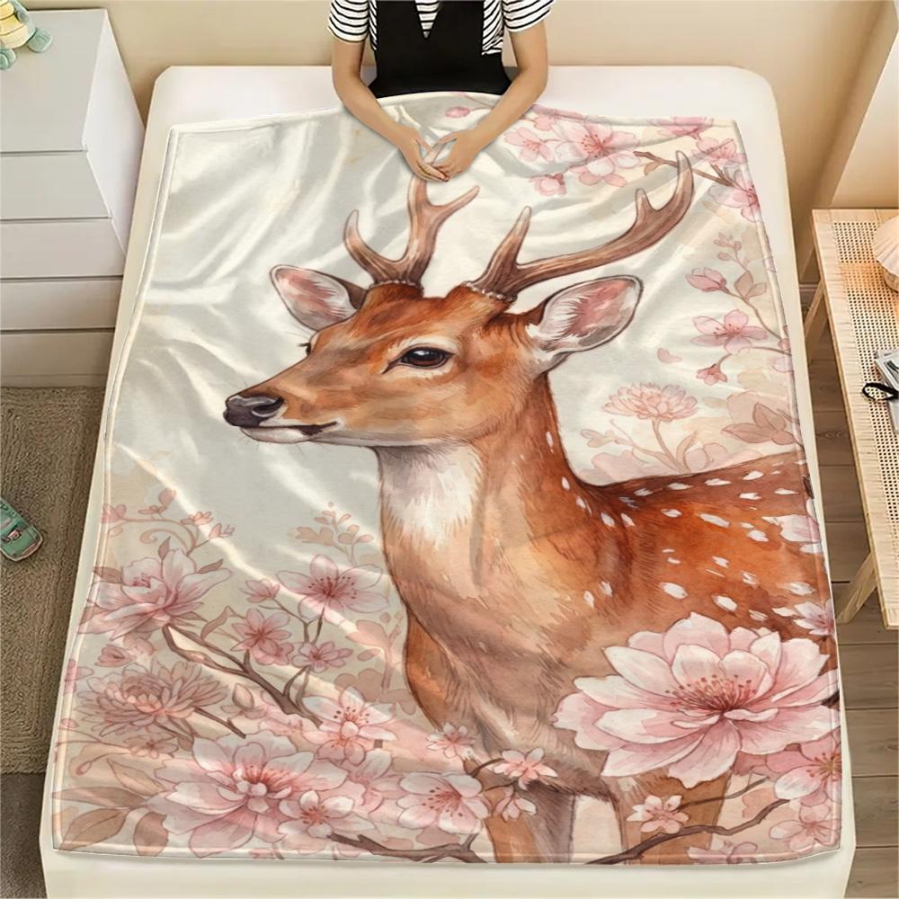 1PC Romanticism Print FlAannel Blanket, High Quality Comfortable for All Seasons, Home Decor, Warmth and Comfort