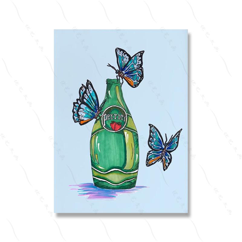 Campari Illustrated Italian Wall Art Print Gator Aperol Sprtiz Poster Sparkling Water Butterfly Wall Picture Cuadros Decorativos