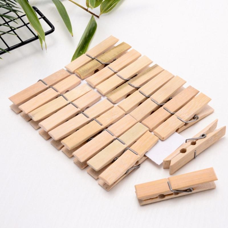 Pack of 20 Natural Bamboos Clothespins Bamboos Clip With Rustproof Spring for Laundry Craft Home Organization