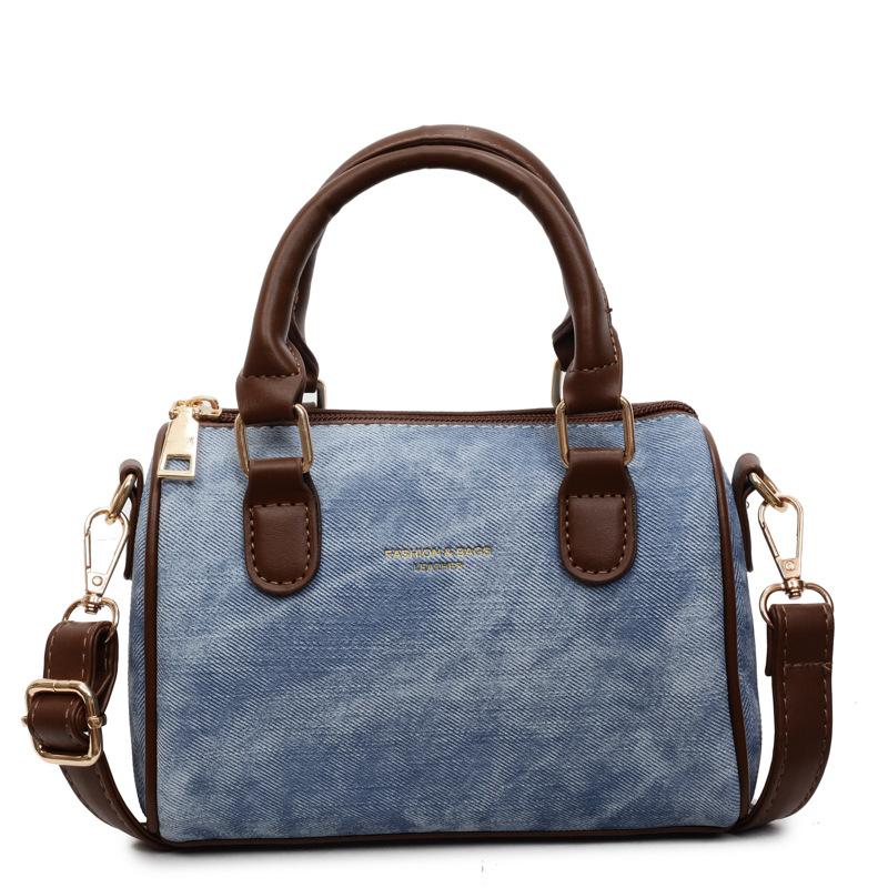 

Весенне-летняя модная женская сумка-маленькая сумка-новая простая сумка-подушка контрастного цвета-текстурная сумка-мессенджер синий