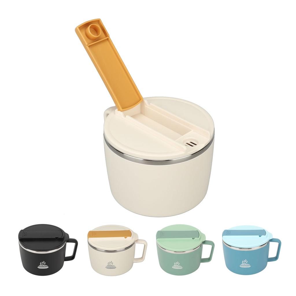 Nudelschüssel mit Essstäbchen und Spork 1200ml 304 Edelstahl Tragbarer Ramen Kochschüssel mit Deckel für Büro Ramen Schüssel