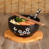 Ceramic Japanese Style Rice Noodle Bowl with Lid Spoon Chopstick Kitchen Tableware Salad Soup Bowl Food Kitchen Accessories Gift