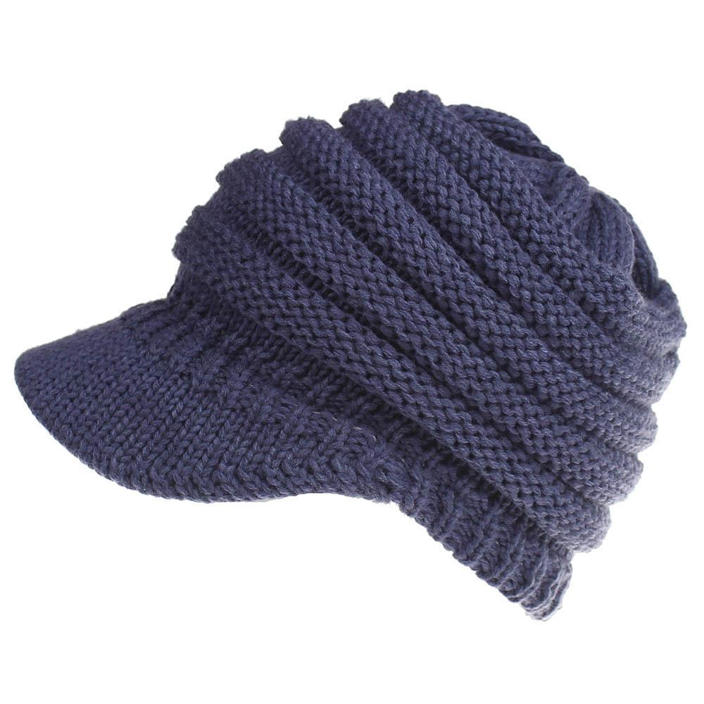 Ins neue gestrickte Baseballkappe für Damen ohne Logo offene Zopfmütze Hüte für Damen und Herren Skisportmütze