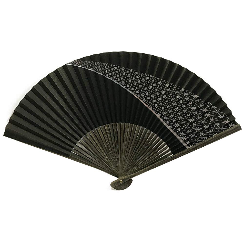 

Milky Hemp Paper For Blue [Hana Kanzashi] Fan, Men s Sensu, Way, Tanabata, Leaf, Fan, Men, Large, Black, (Black)
