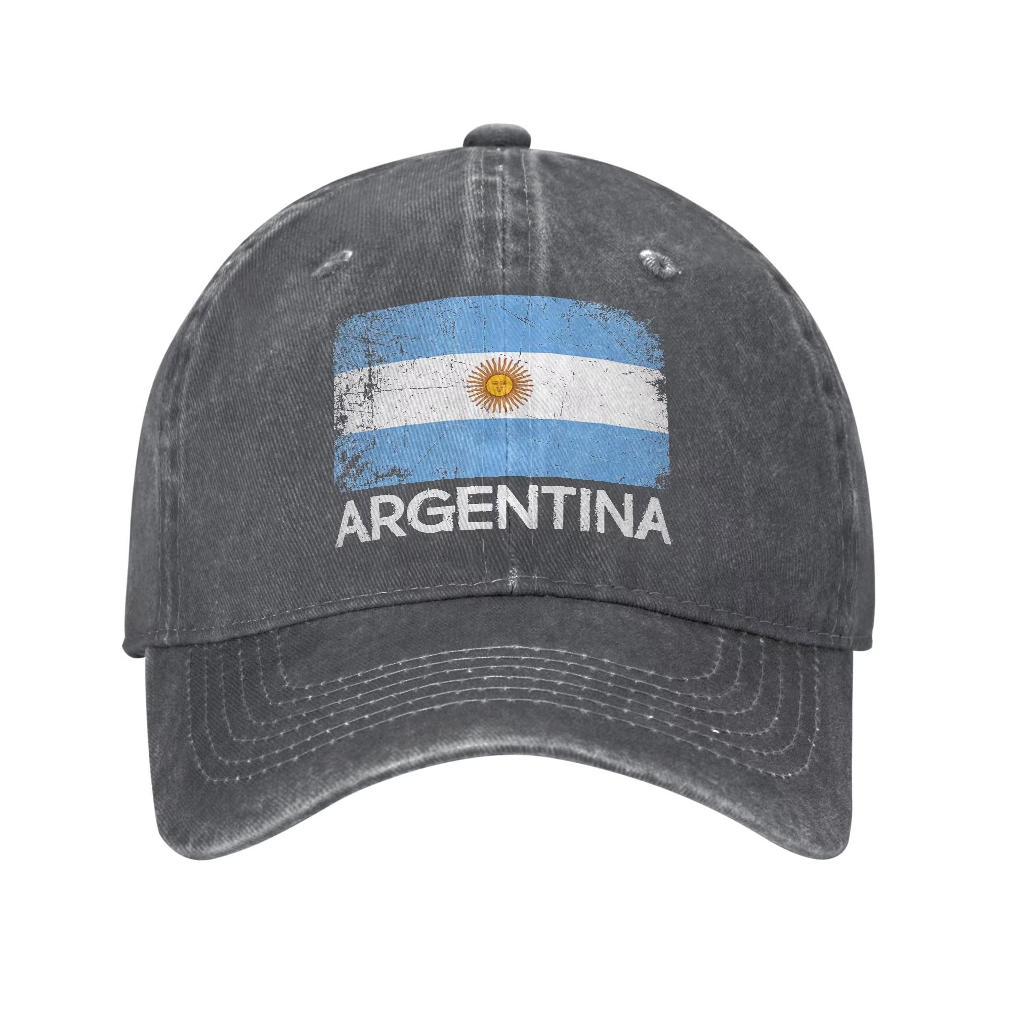 New New Argentina National Team Fan Washed Cotton Baseball Cap Adjustable Casual Sports Hat For Football Fans Adjustable& 8Y