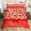 Red Love Heart Duvet Cover For Couples,Bow Romantic Bedding Set Valentines Day Loving Hearts Quilt Cover Wedding Comforter Cover