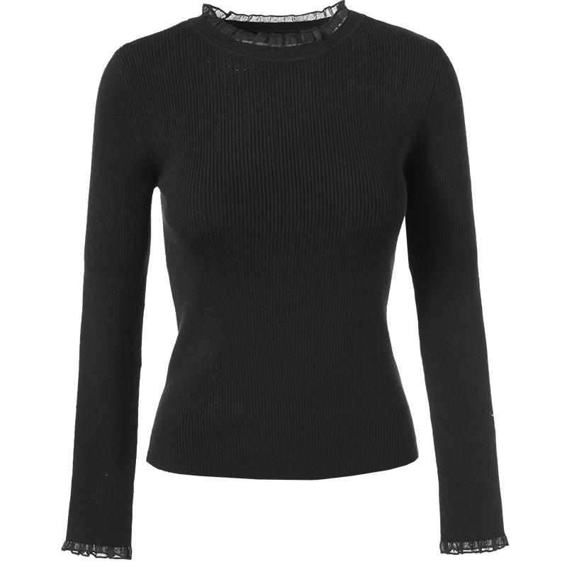 Betu Women's Fall Ruffle Collar Jacquard Knit Sweater