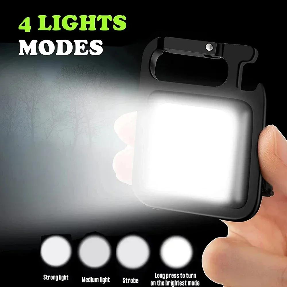 Super Bright MINI COB Keychain Portable Flashlight Charging Lamp Camping Lights with Magnet 4 Lighting Modes for Camping Fishing