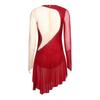 Women's Gymnastics Figure Skating Bodysuit S-XXL: Rhinestone Color Block Mesh Long Sleeve Chest Pleats Jumpsuit with Buttoned Crotch