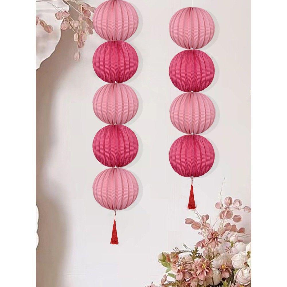 Our Home Wedding Lantern Set: Atmosphere-Enhancing Pull Flower Decorations with Double Happiness Hanging Ornaments