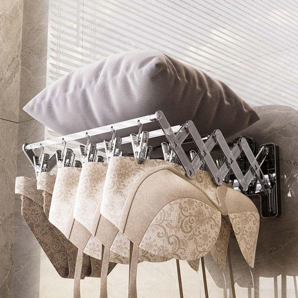 Retractable Gloves Towels Drying Rack Wall Mounted Clothes Hanger  Bathroom