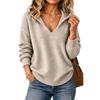 Women's Fashion Knit Sweater, Loose Fit Hooded V Neck Long Sleeve Pullover for Fall Winter