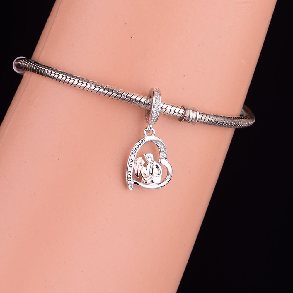 FC Jewelry Fit Original Pan Charms Bracelet Necklace 925 Silver Pregnant Mum And Dad Bead For Making Women Berloque