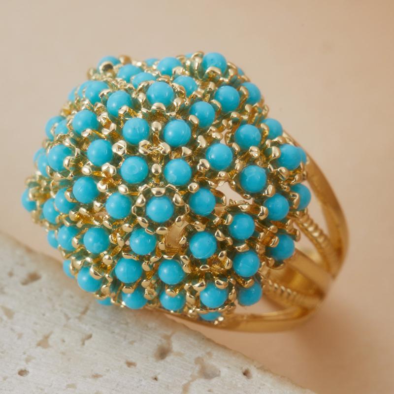 Wunderschöner Ring mit Imitationstürkis in Goldfarbe für Damen, elegantes Vintage-Schmuckzubehör für Hochzeiten und Bankette, Geschenke