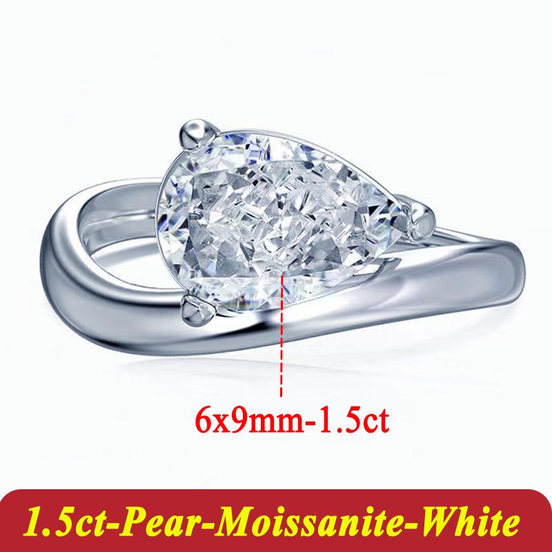 

Fashion 1.5ct Pear Moissanite Wedding Party Ring for Woman 925 Silver Fine Jewelry Gift Woman s Moissanite Diamond Ring 5&add bag