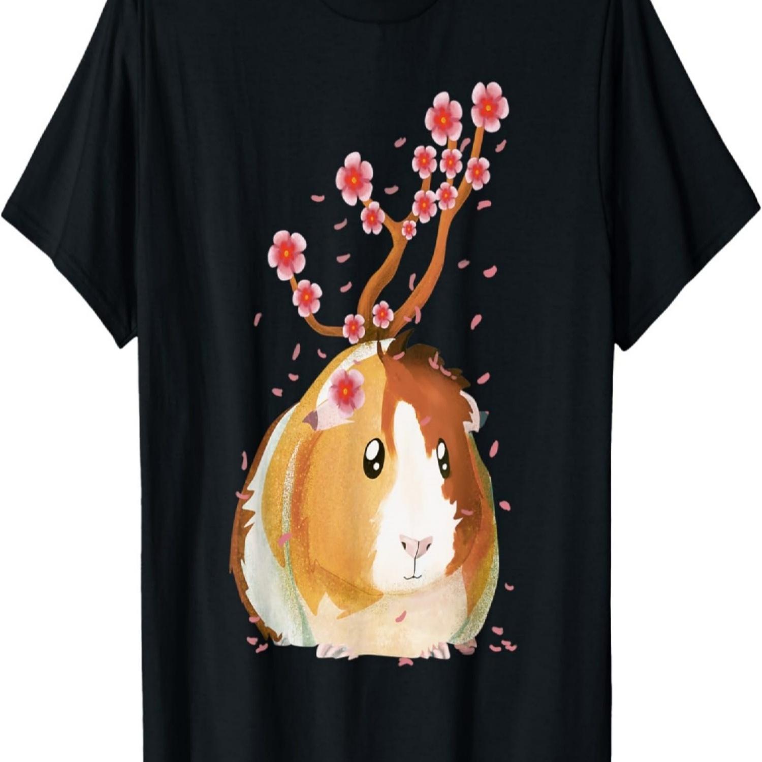 Vintage Guinea Pig  Cherry Blossom Flower Sakura T-Shirt S