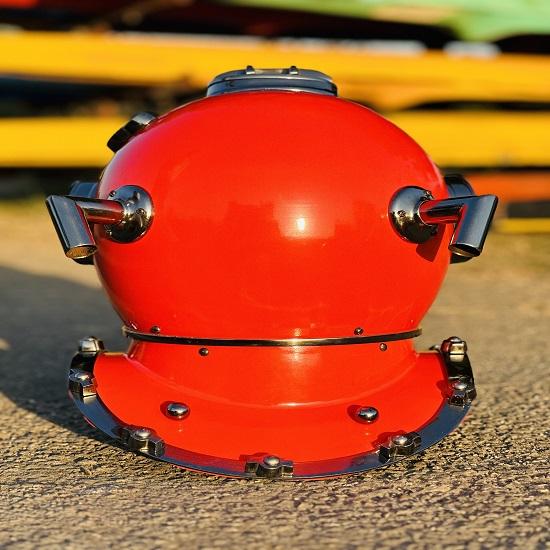 Nautical 45.72 Cm US Navy Scuba Diving Nautical Helmet Maritime Ship's Decorative Red Cobalt Premium Snorkelling Helmets Office Decor.