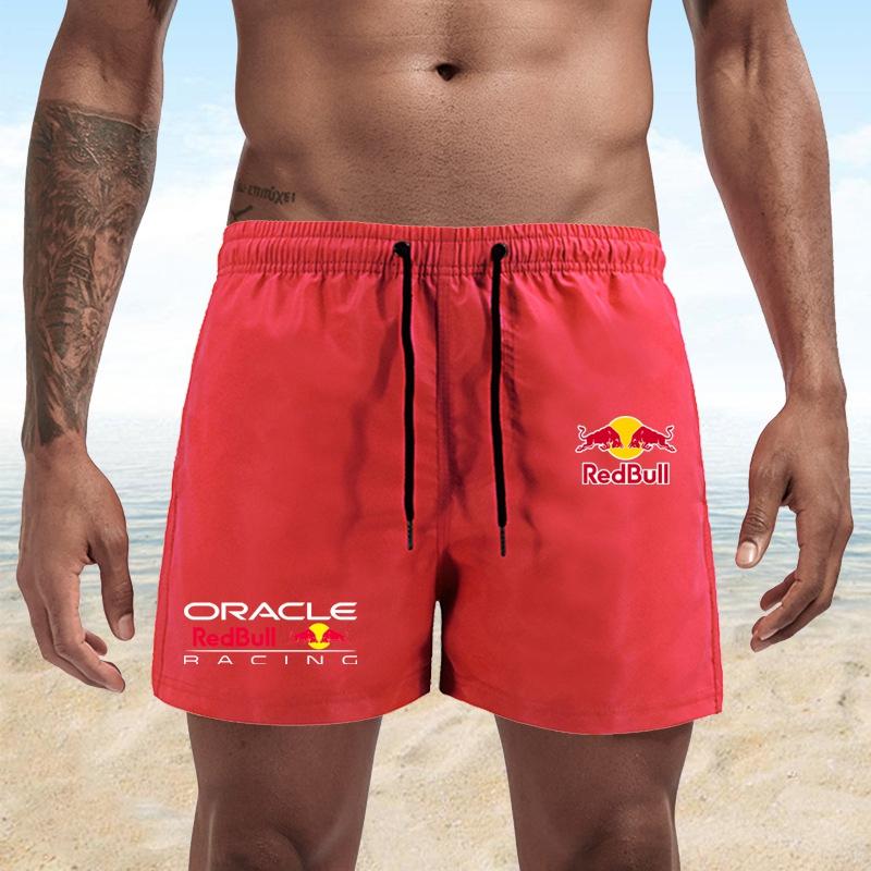 Red Bull Pantaloncini da Spiaggia da Uomo con Stampa F1 Asciugatura Rapida 2026 Costume da Bagno Estivo