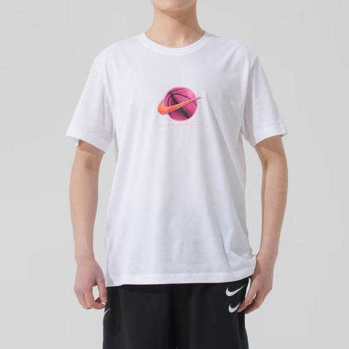 Nike Brand Logo Men's White Breathable Crew Neck Short-Sleeve T-Shirt