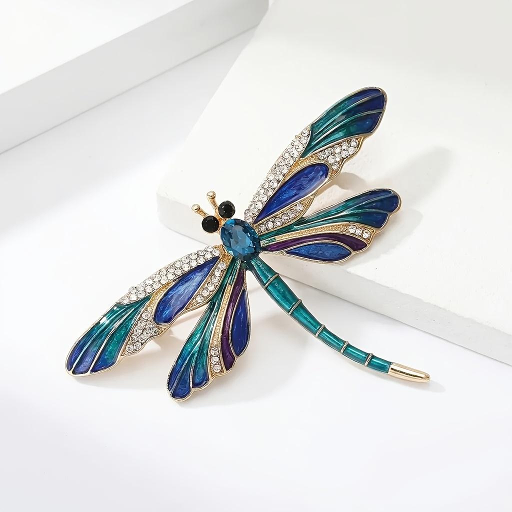 

Blue Rhinestone Dragonfly Brooch, Classic Enamel Insect Pin, Zinc Alloy Fashion Accessory Gift for Women светло-серый