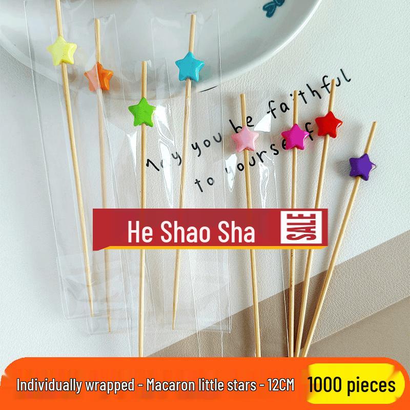Yingtang Individually Wrapped Macaron Wooden Fruit Picks