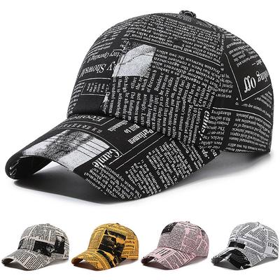 Casquette de Baseball Personnalisée Motif Journal Graffiti Mode Street Hip Hop Casquette Duck Visor de Sport Extérieur Visière Protection Solaire Casquette Casquette de Camionneur