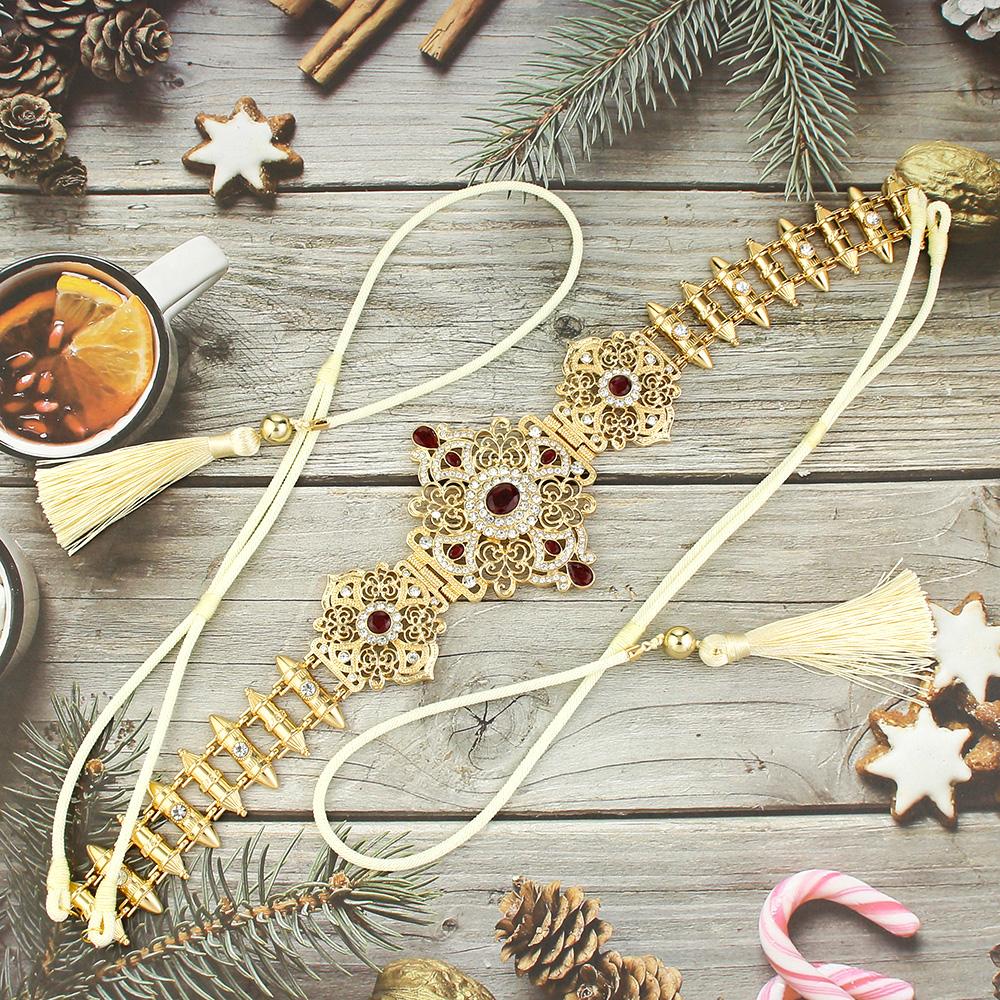 Bijuterii Mireasa De Dama Chic Culoare Aurie Lant In Talie Cu Franjuri Accesorii