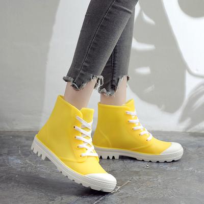 Fashion New Woman Rain Boots Waterproof Ankle Boot Platform Woman Solid Color Shoes Spring Winter Rain Shoes Non-Slip Female Rainboots