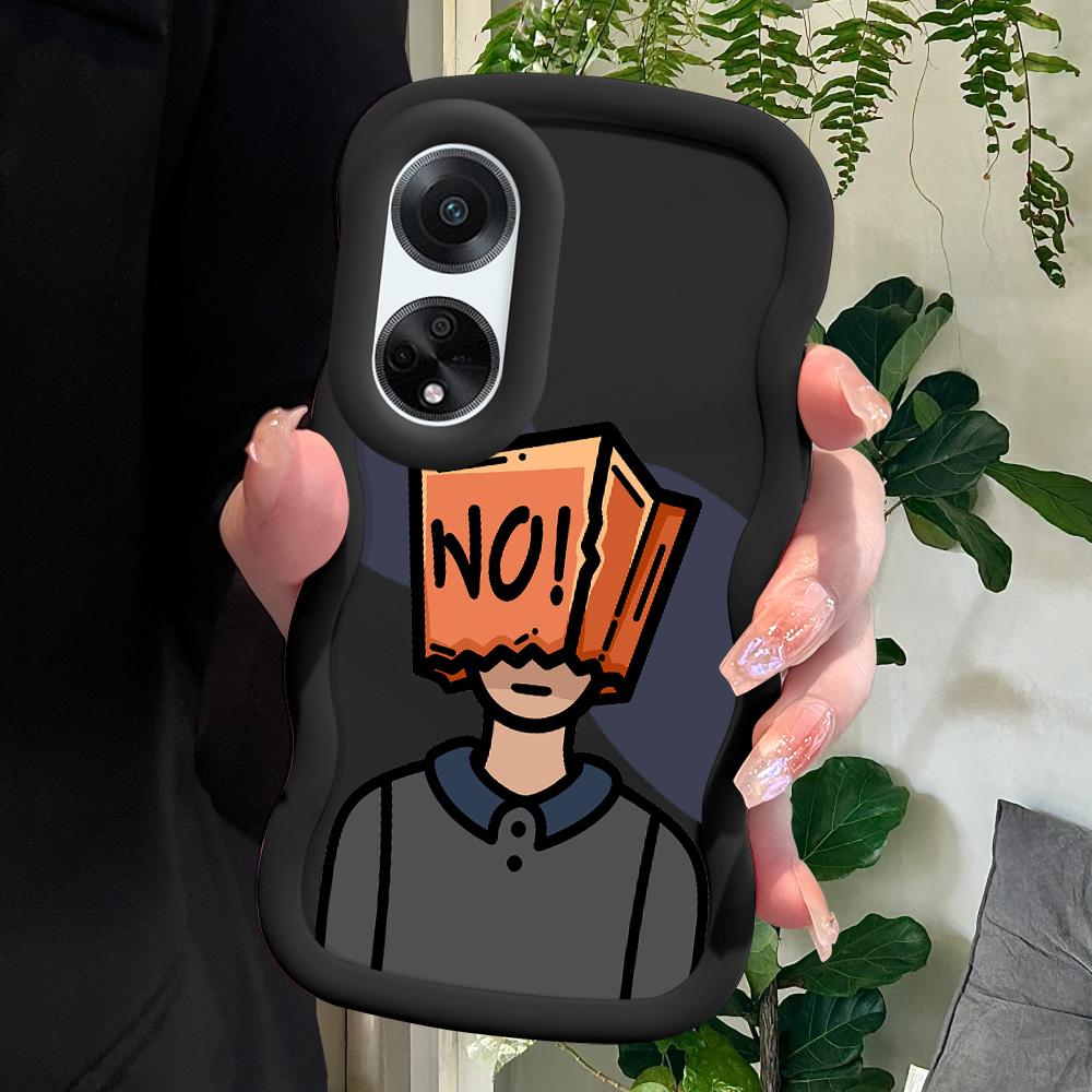 

Окрашенный узор Big Wave Edge Мягкий силиконовый материал Macaron чехол для телефона противоударный защитный резиновый чехол для OPPO Reno Realme OPPO A78 5G чёрный