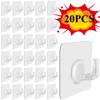 Lot de 1/5/10/20 crochets adhésifs transparents pour porte, fixation murale, crochet à ventouse pour charges lourdes, support de rangement pour cuisine et salle de bain