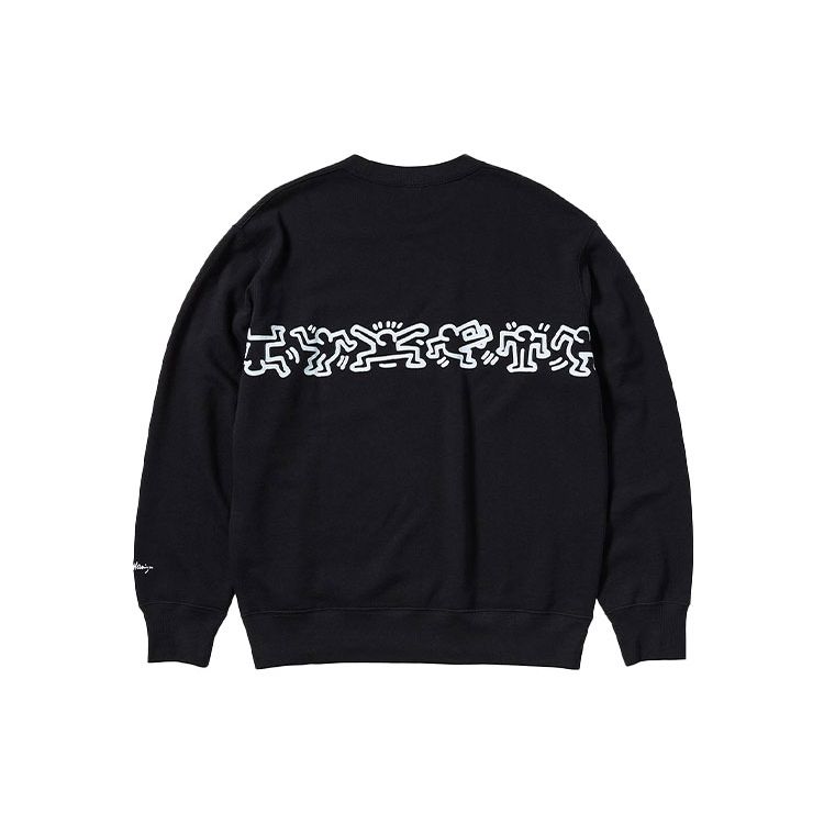 UNIQLO Keith Haring Cartoon Character Print Crewneck Sweatshirt Unisex sweatshirt Black 446370-09