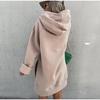 Middellange effen kleur lange mouw trend dames hoodie herfst winter sweatshirt met zakken
