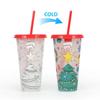 24 Oz Coffee Straw Cup Reusable Christmas Color Changing Cup with Lid Plastic Cold Bucket Party Drink Cup