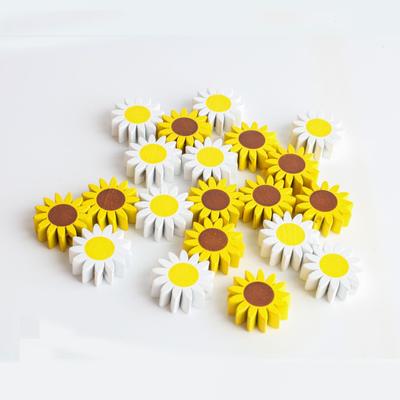 10 Stück Haarseil-Perlenmaterial, Ohrringe, Blumenperlen, gelbe Gänseblümchen, Schmuckherstellung, Zubehör, Schlüsselanhänger, 22 mm, weiße Sonnenblume, Holzperlen