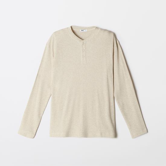 Spao Waffle Henley Long Sleeve T-Shirt SPLWF49C03