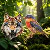 Wild Animal Badge Wolf Head Bluebird UV Pringting Pins Forest Bird Brooches Wildlife Accessories Gift for Nature Enthusiasts