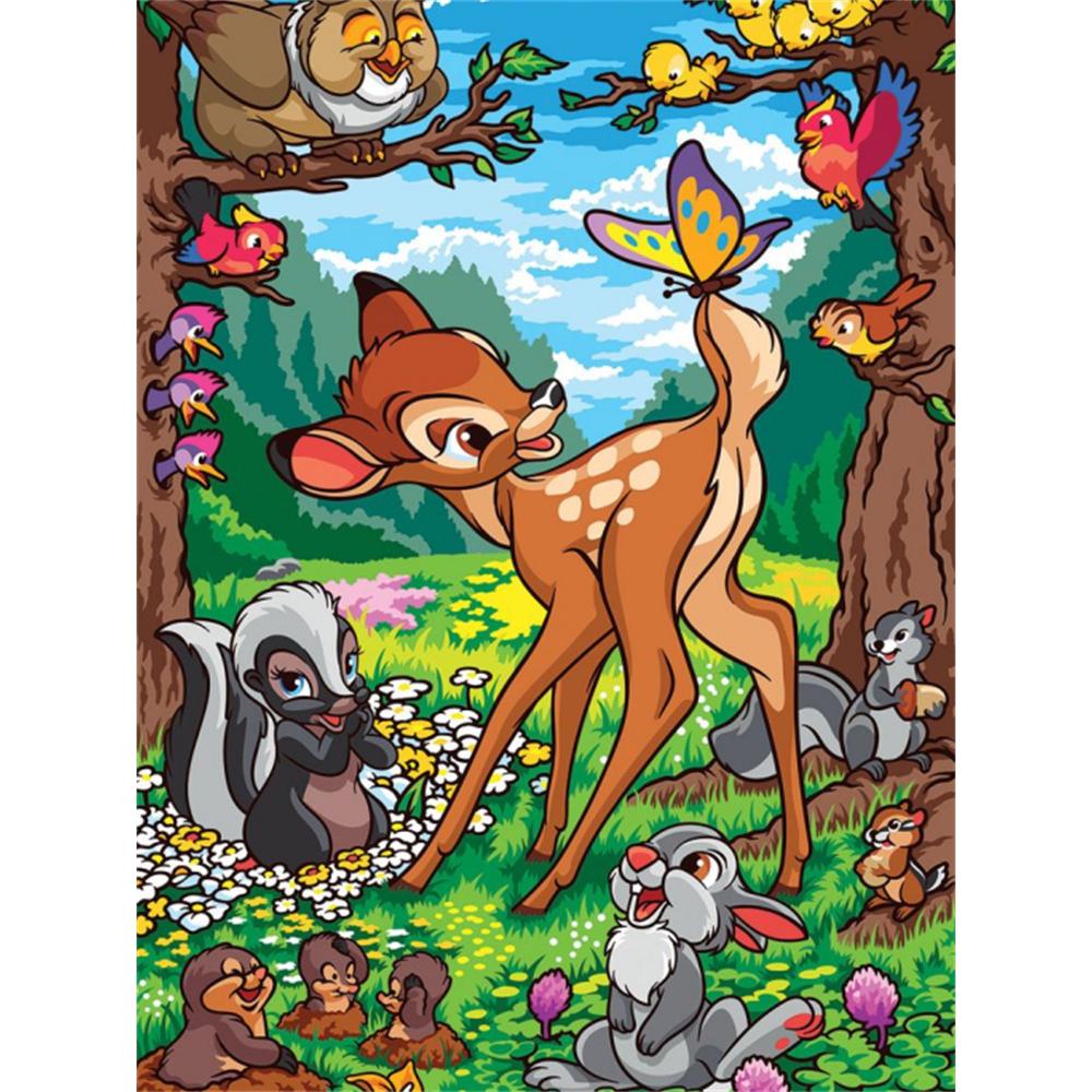 

Disney 5D DIY Diamond Painting Bambi Illustration, Cartoon Full Diamond Mosaic Diamond Painting Art Wall Decoration Craft Set Round 20x30cm
