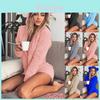 Accogliente Tuta Corta con Cappuccio in Morbido Pile Sintetico da Donna, Set Pigiama Nightwear