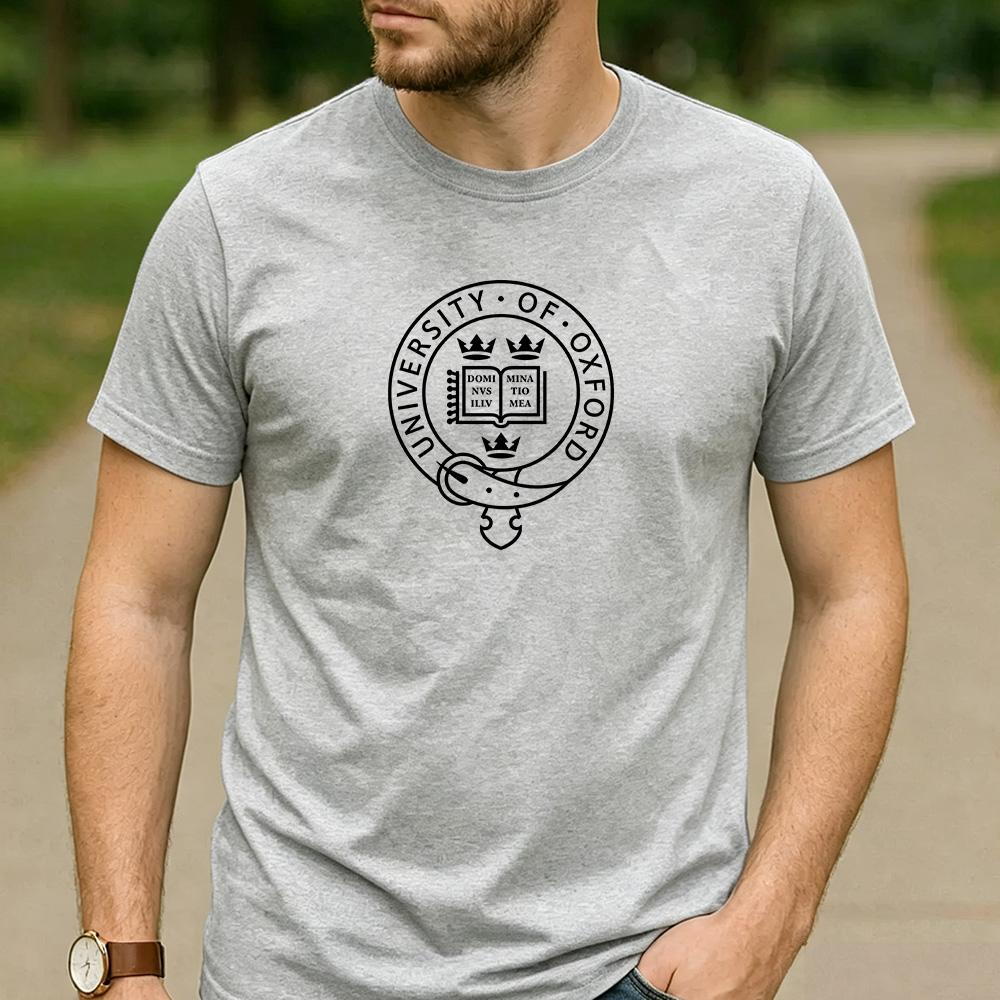 Vintage University of Oxford Circular Crest Aesthetic Graphic T Shirt Unisex Crew Neck Short Sleeve Alumni Gift Top