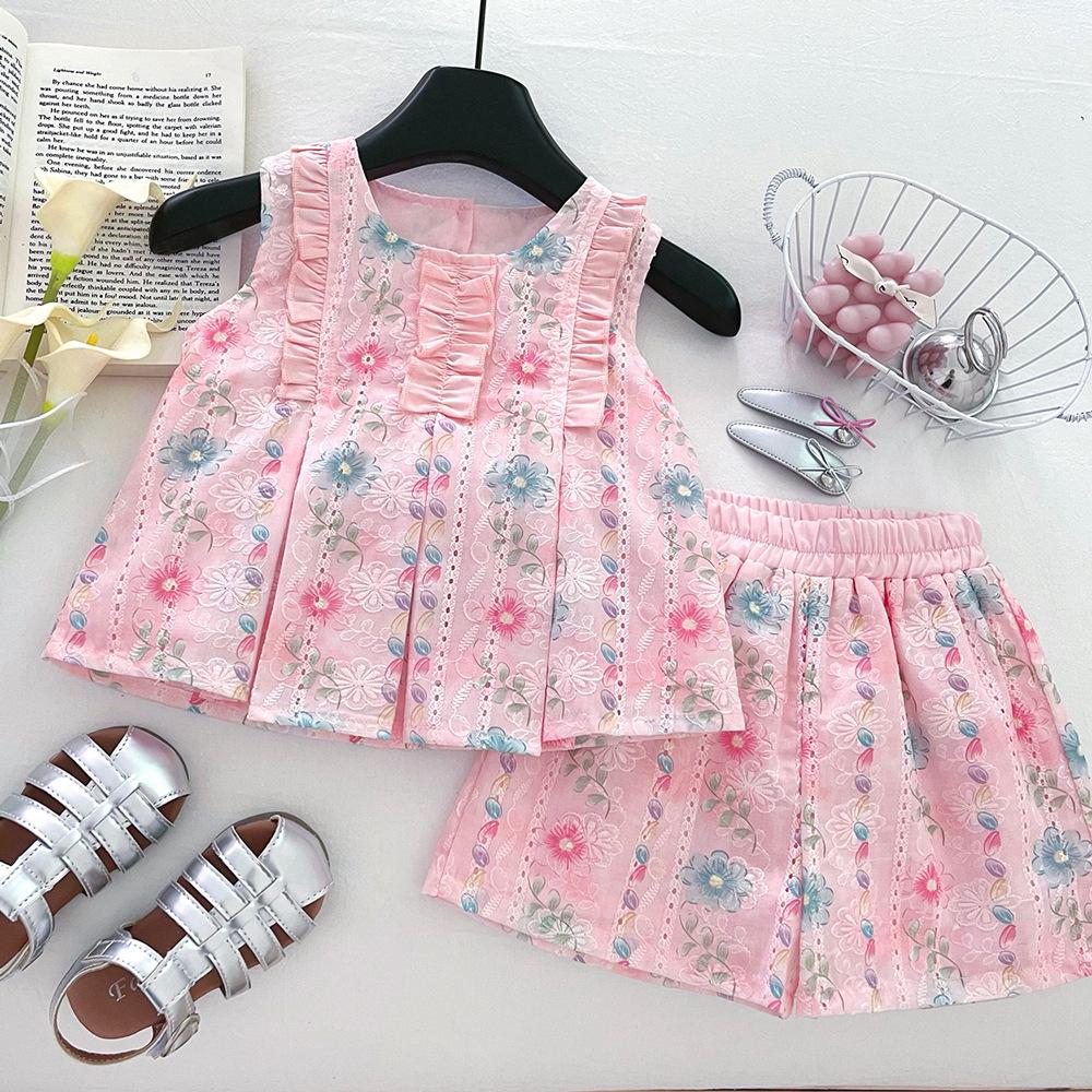 Girls' 2025 Summer Fashion Bow & Backless Top with Shorts Set