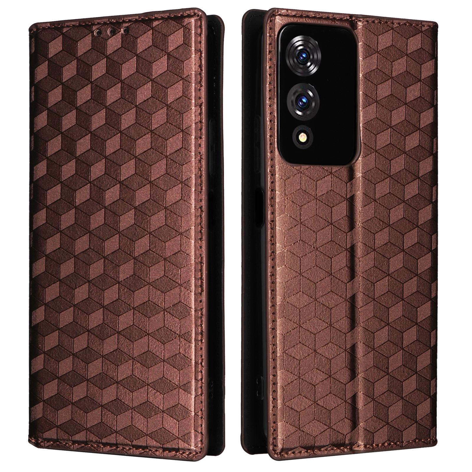 For Cubot A10 Wallet Case Rhombus Imprinted Leather Phone Cover F