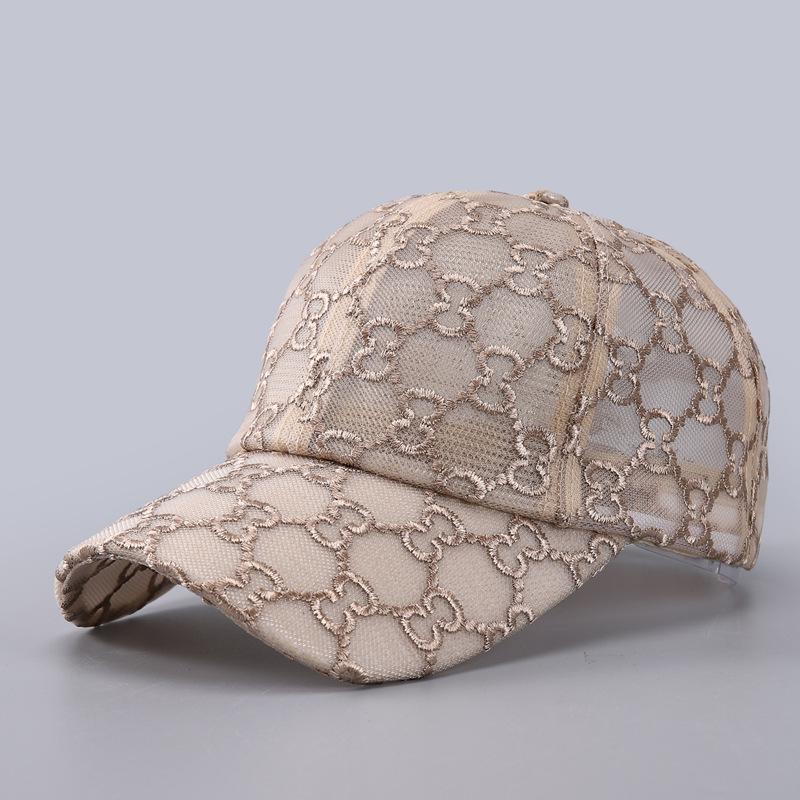 Sommer-Spitzenhut, Baumwoll-Baseballkappe für Damen, Atmungsaktive Netzkappe, Sonnenschutz-Hut, Modischer Damenhut, Verstellbar Adjustable gray