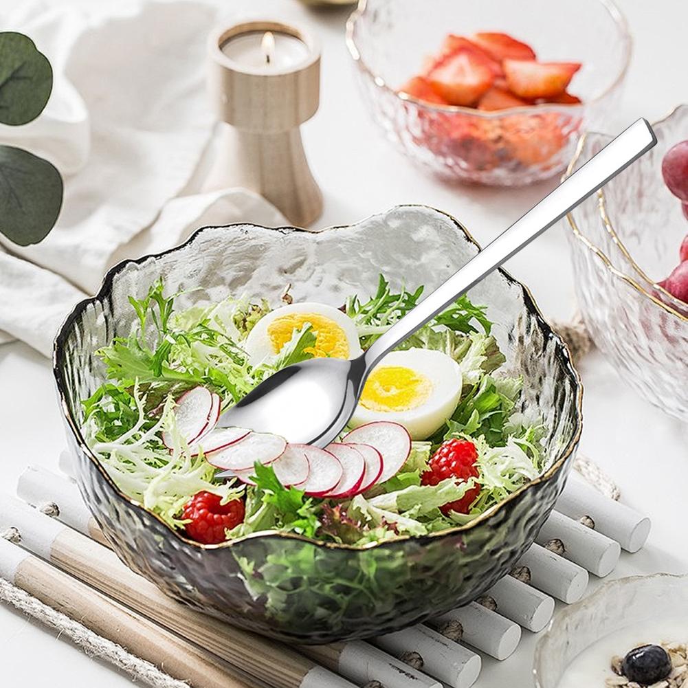 5Pcs Spork Stainless Steel Camping Tableware Long Handle Spoon Fork Silverware for Dessert Ice Cream Salad