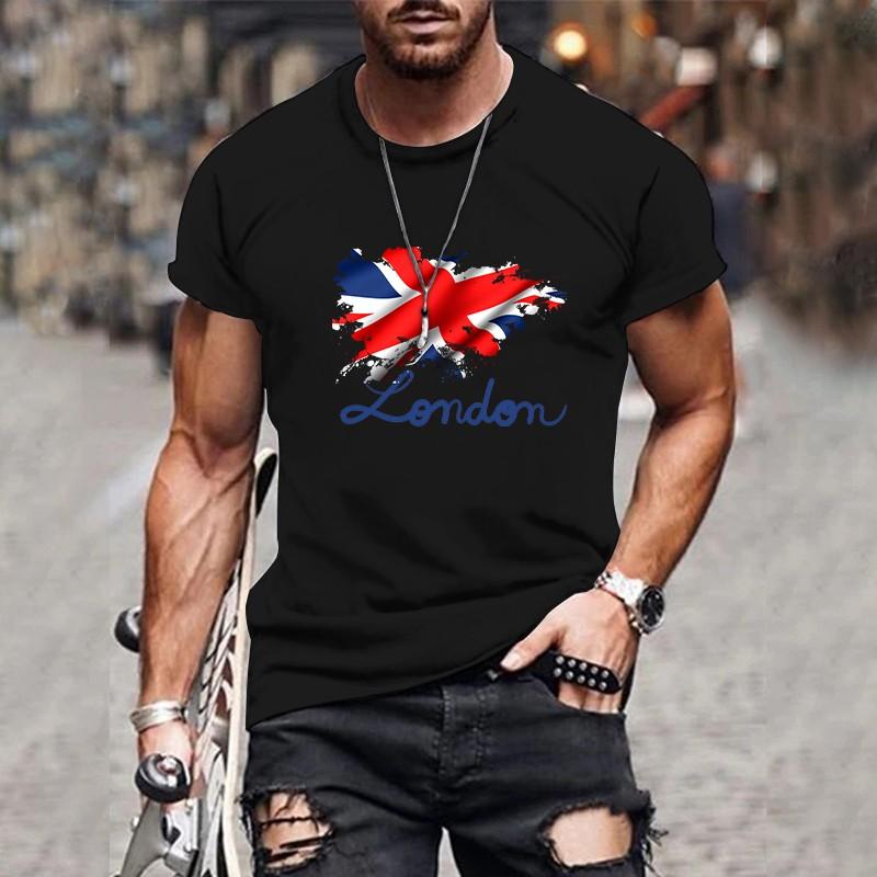

Мужская футболка с 3D-принтом «Лондон» с буквенным принтом, забавная футболка, модная повседневная мужская уличная одежда, мужская одежда больших размеров 2XL