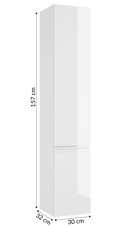 Wall-hung bathroom column, white gloss, 157x30 cm, Modus